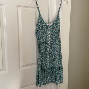Green floral summer dress